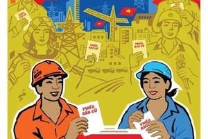 Mẫu tranh cổ động để sử dụng chính thức trong hoạt động tuyên truyền bầu cử đại biểu Quốc hội khóa XVI và HĐND các cấp  nhiệm kỳ 2026 – 2031