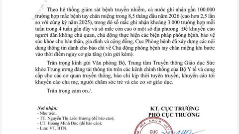 Thông tin dành cho báo chí về tình hình bệnh tay chân miệng