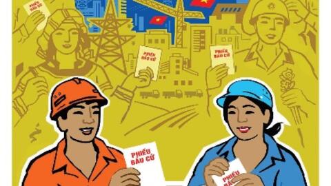 Mẫu tranh cổ động để sử dụng chính thức trong hoạt động tuyên truyền bầu cử đại biểu Quốc hội khóa XVI và HĐND các cấp  nhiệm kỳ 2026 – 2031