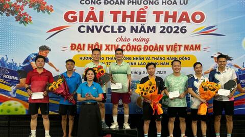 Trung tâm Kiểm soát bệnh tật tỉnh tham gia giải Pickleball Công đoàn phường Hoa Lư năm 2026